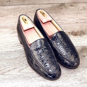 $ 1370 Neiman Marcus GRAVATI Women's 9 M Crocodile Midnight 1 * add $15 Trees